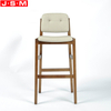 Modern Shop Garden Restaurant Wood White Counter High Bar Stool With Backs