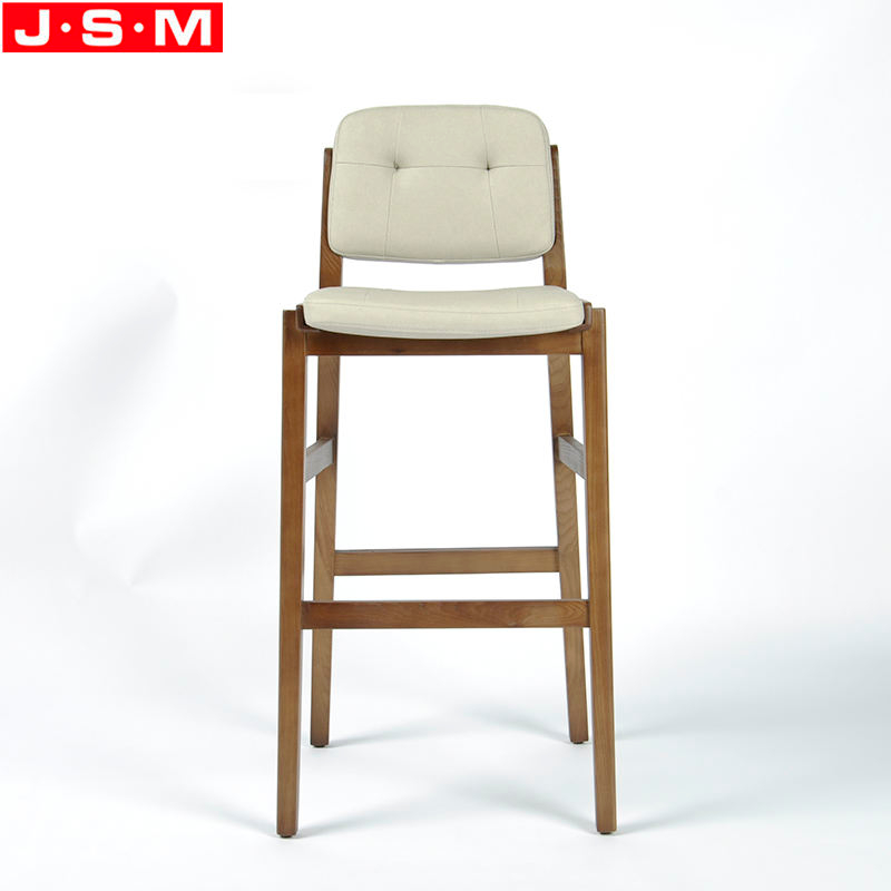Modern Shop Garden Restaurant Wood White Counter High Bar Stool With Backs