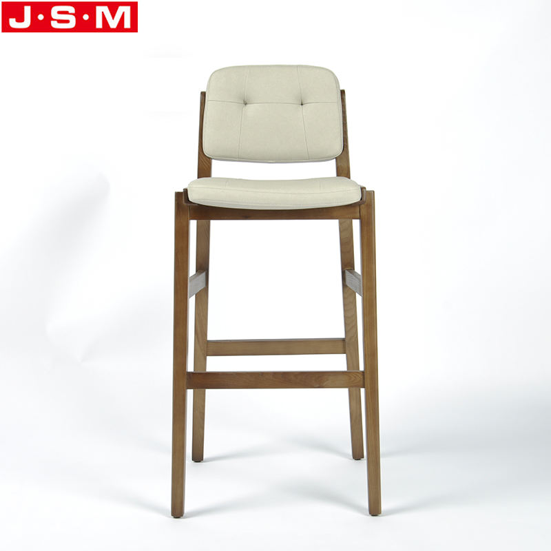 Modern Shop Garden Restaurant Wood White Counter High Bar Stool With Backs