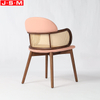 Pink Plastic Rattan Decoration Back Wooden Restaurant Room Dining Chair
