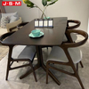China Supply Imported Farmhouse Wooden Rattan Garden Round 4 Seater Dining Table Set