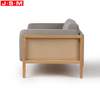 Modern Living Room Furniture Sofa Set Nordic Style Ash Frame Fabric Upholstered Rattan Armrest Sofa