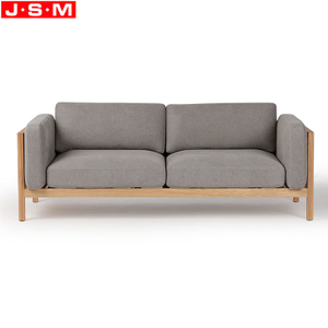 Modern Living Room Furniture Sofa Set Nordic Style Ash Frame Fabric Upholstered Rattan Armrest Sofa