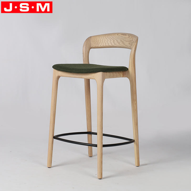 Custom Logo Cushion Fabric High Stool Wooden Bar Stool With High Back