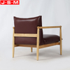 Home Furniture Leather Cushion Seat Hotel Dining Chairs Wooden Base Armchair