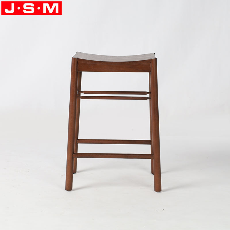 Hot Selling Brown Veneer Seat Timber Wooden Bar Stools Chair Without Back