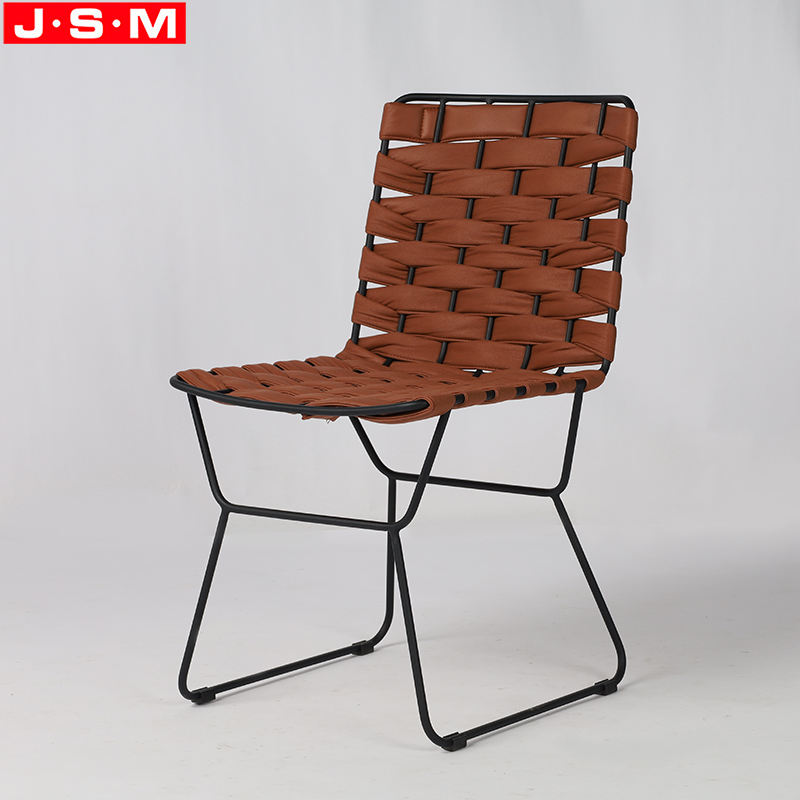 Wholesale Restaurant Dining Room Furniture Metal Weave Belt Seat Dinning Chair