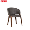 European Style Dining Leather Chair Home High Back Dining Chair With Wooden Legs