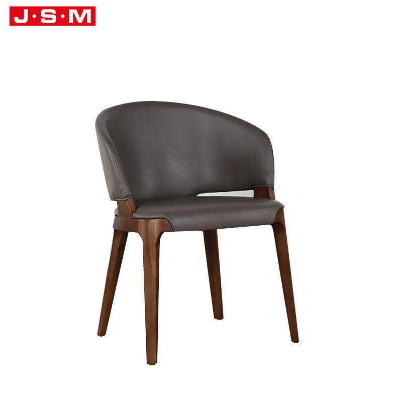 European Style Dining Leather Chair Home High Back Dining Chair With Wooden Legs