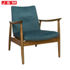 New Style Blue Cushion Seat Ash Timber Frame Wooden Leg Low Armchair