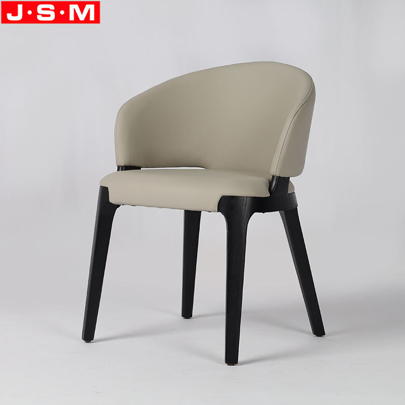 Classic Half Curved Back Living Furniture Minimalist Wood Arm Dining Chair