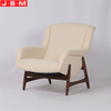 Nordic Living Room Sofa Chair White Fabric Solid Wood Frame Armchair