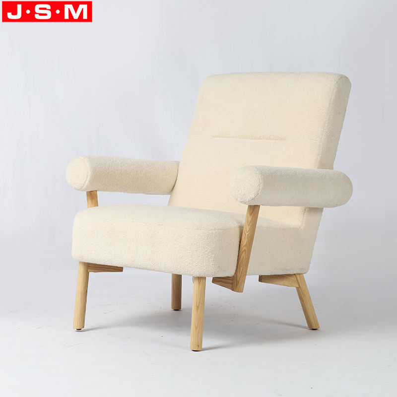 Hot Sale Single Seater Leisure Chair Fabric Wooden Leg Armchair