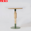 Art Style Buff Ash Timber Table Top Tea Table Wooden Coffee Table With Metal Base