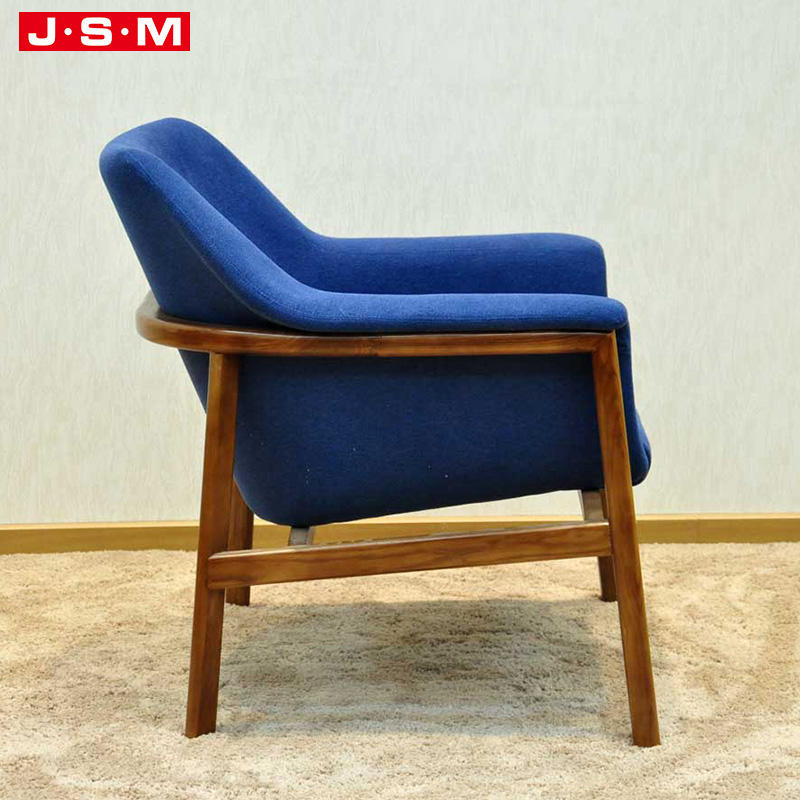 Home Furniture Fabric Cushion Seat Leisure Chair High Back Wooden Leg Armchair