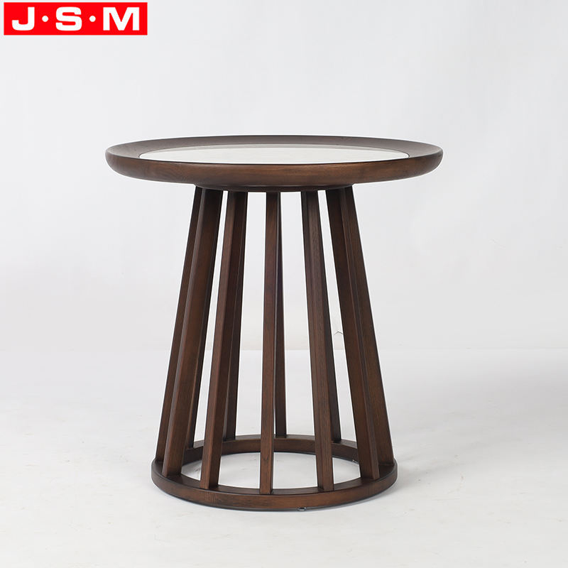 Round Rock Slab Table Top Coffee Table Modern Wooden Ash Timber Base Tea Table