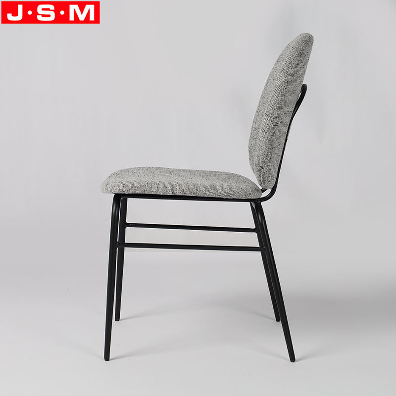Gray Restaurant Metal Upholstered Modern Home Furniture Dining Chair With Cushion Seat