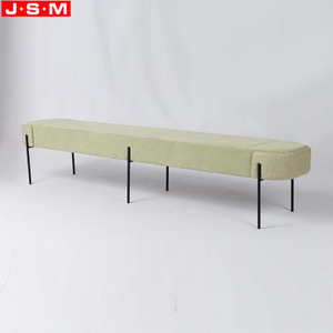 Wooden Frame Living Room Upholstered Metal Legs Bench Fabric Seat Bench Chairs