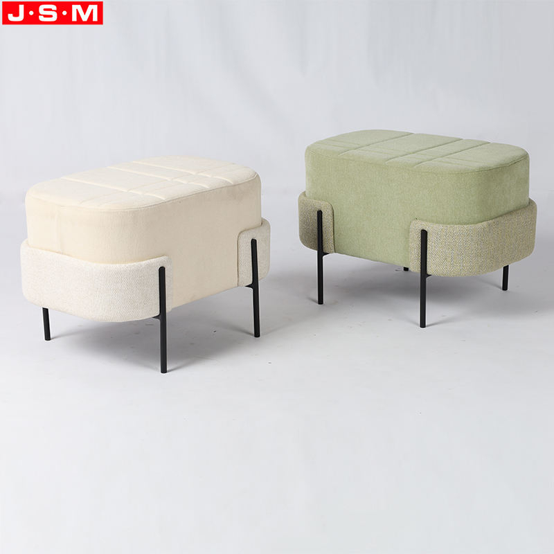 Oval Ottoman Stool Pouf Living Room Furniture Simple Home Metal Frame Ottoman
