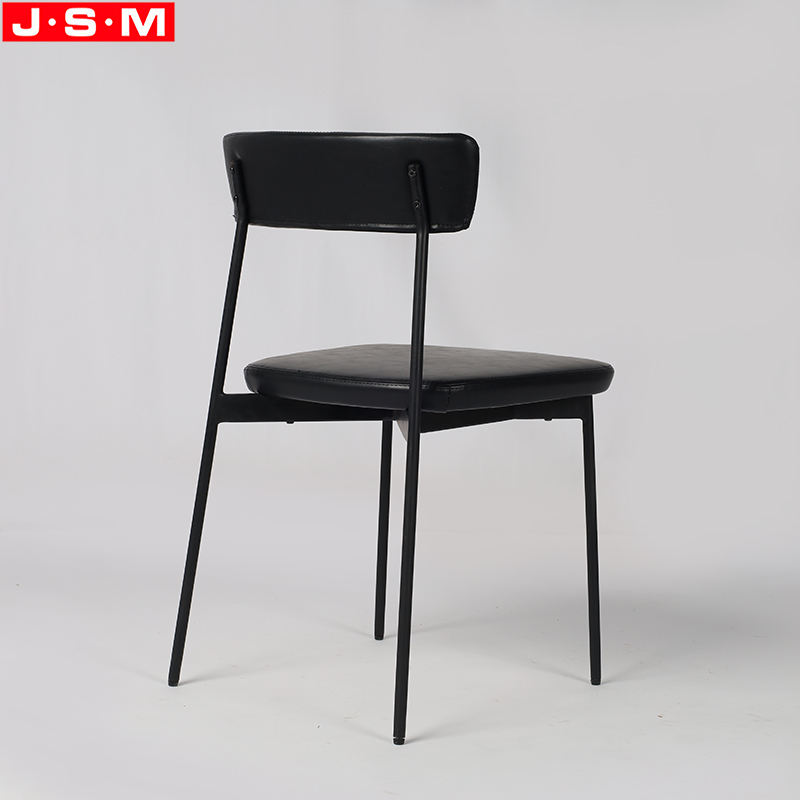 Metal Legs Restaurant Chair Black Home Dining Chair With Cushion Back And Seat