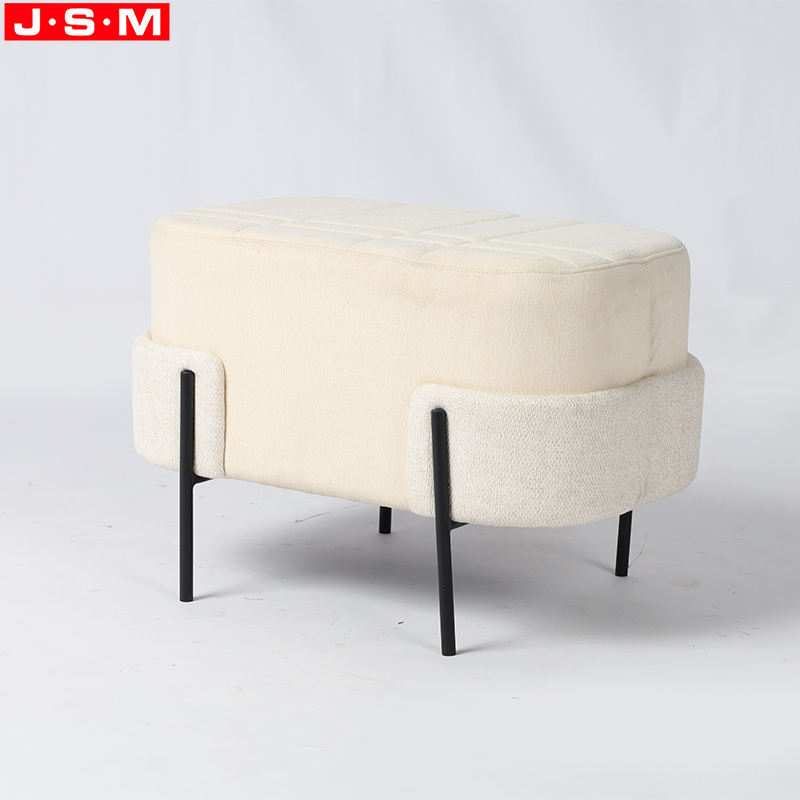 Oval Ottoman Stool Pouf Living Room Furniture Simple Home Metal Frame Ottoman