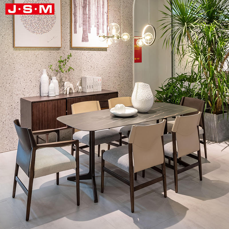 Nordic Wedding Antique Solid Wood Glass Revolving Industrial Large Dining Table 8 Chairs Set