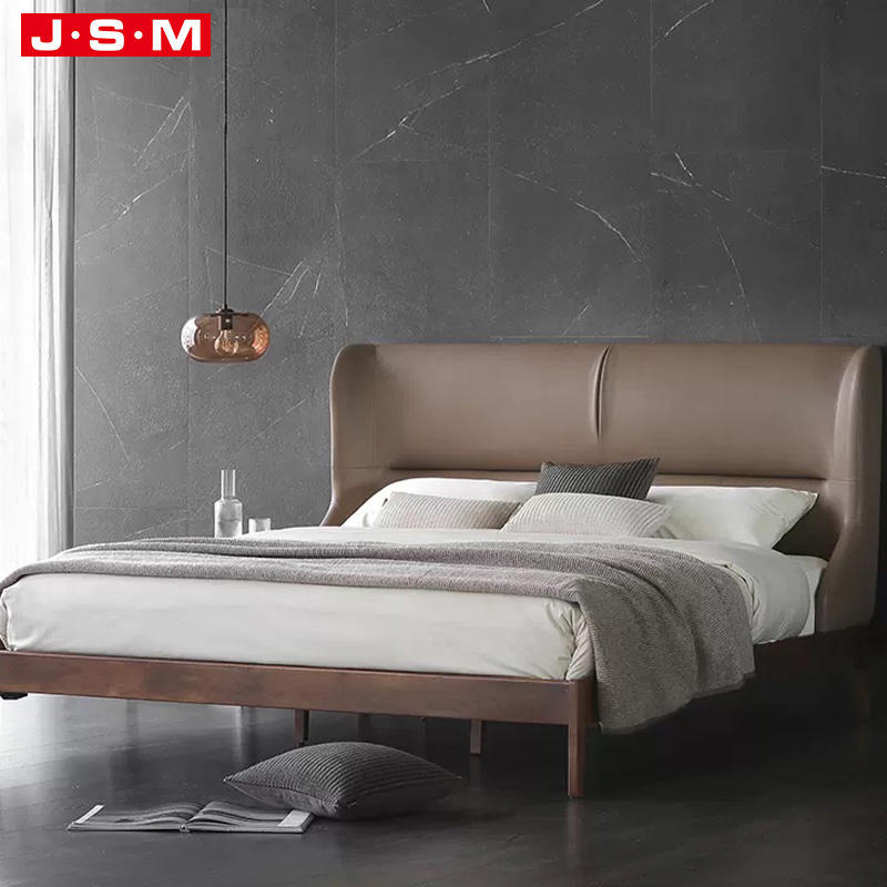 Foam And Fabric Headboard Upholstered Wooden Frame Square Double Bed