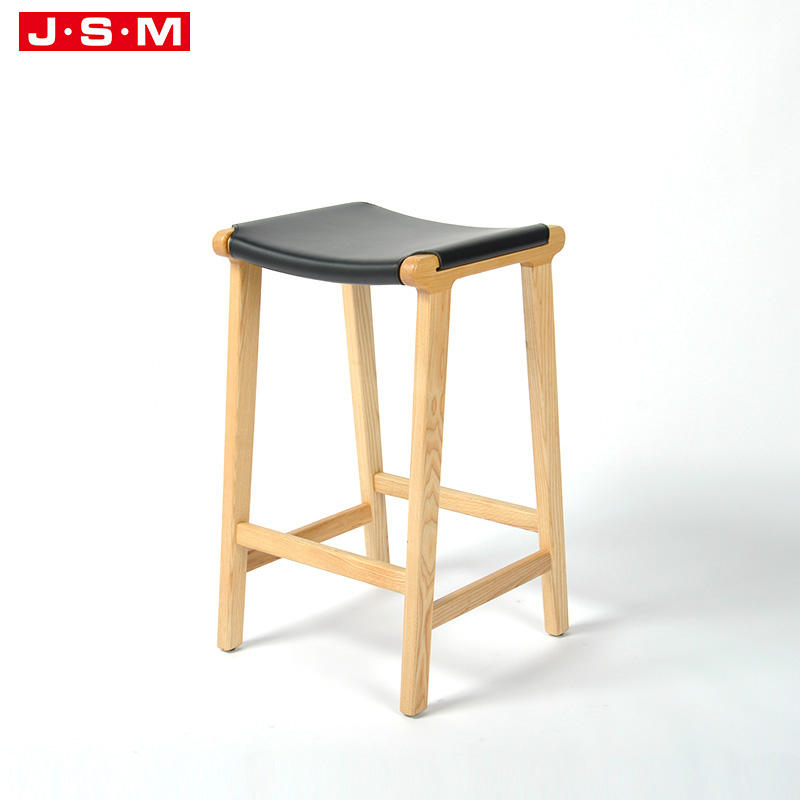Nordic Modern Luxury Gold High Stool Wooden Chair Sets Leather Bar Chair