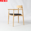 Cushion Seat Restaurant Ash Timber Dining Room Wooden Dining Chair With Armrest