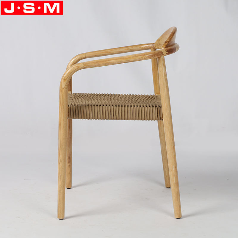 Cotton Rope Seat Dining Chair Home Furniture Restaurant Wooden Timber Frame Dining Chair