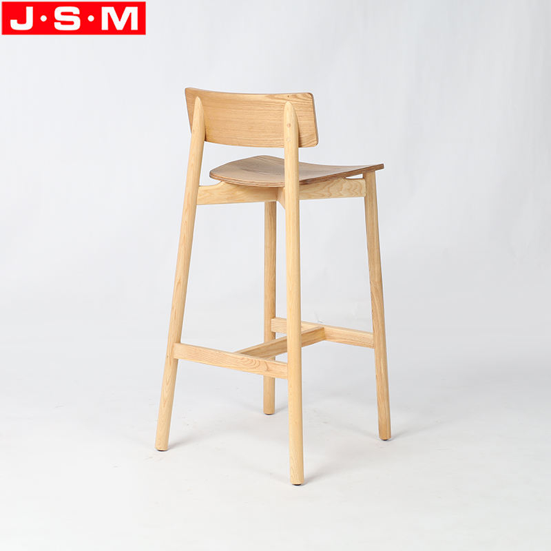 Commercial Furniture Restaurant Buff Ash Timber Wood High Back Bar Stools