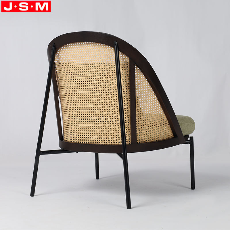 Factory Sale Modern Metal Armchair Home Used Leisure Chair With Plastic Rattan Backrest