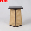 Ash Timber Base Living Room Wood Table Top Side Table With PE Plastic Rattan Decoration