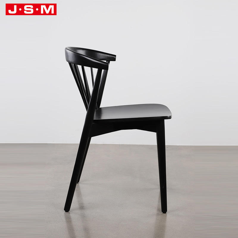 New Product Modern Black High Back Veneer Seat Wooden Dining Chairs