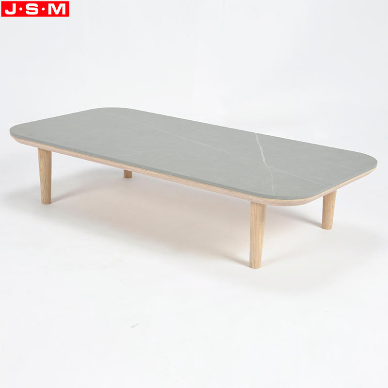 Gray Rock Slab Top Living Room Coffee Table Side Table Square Modern Tea Table