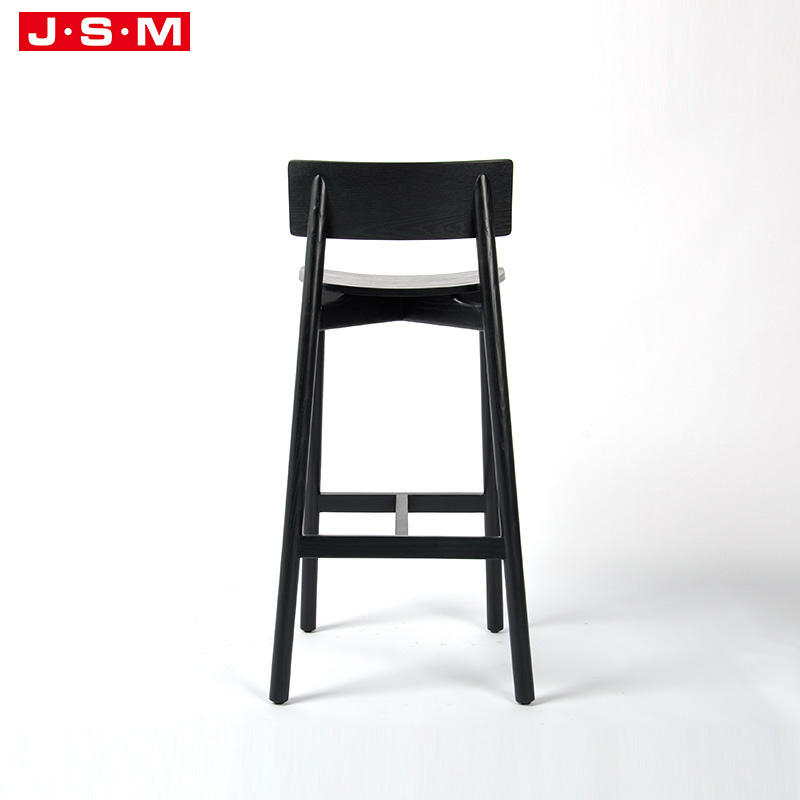 Hot Seller Nordic Kitchen Black And Wood Restaurant And Bar Stool With Back