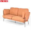 Luxury European Classic Tuffed Orange Modern Wooden Frame Royal Furniture Leather Sofa