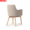 Modern Home Style Dining Chairs Elegant Fabric Upholstery Coffee Shop Ash Wood Dinning Arm Chair