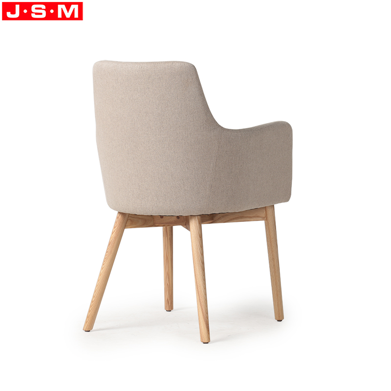 Modern Home Style Dining Chairs Elegant Fabric Upholstery Coffee Shop Ash Wood Dinning Arm Chair