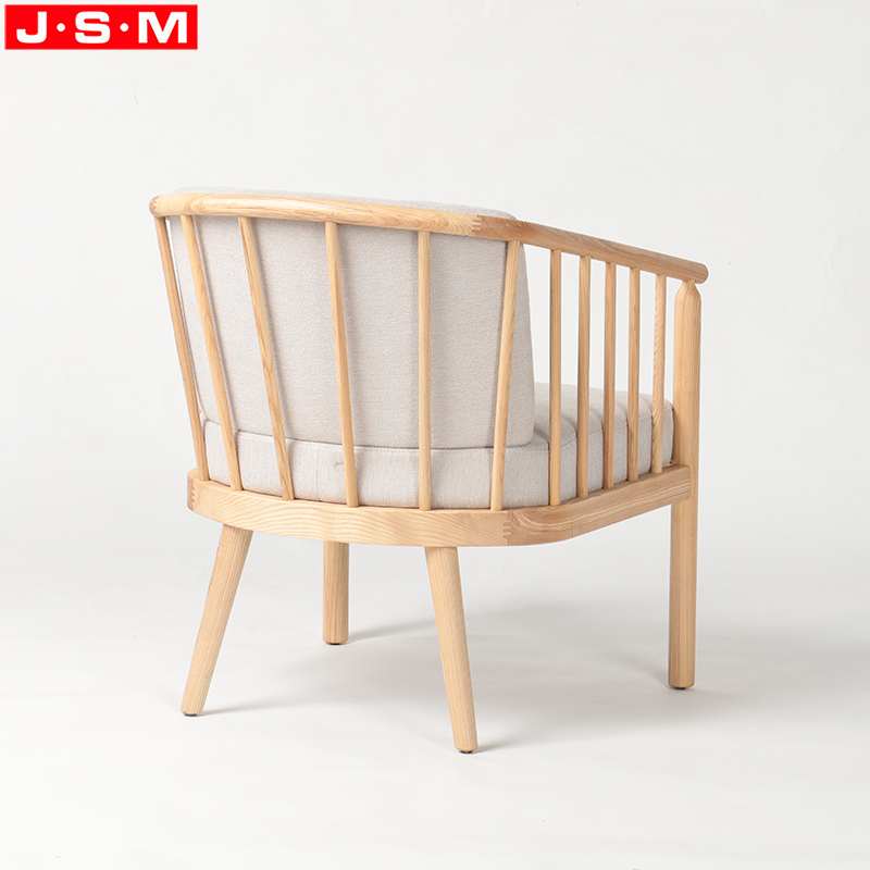 Nordic Style Comfortable Ash Timber Base Armchair Home Office Indoor Wooden Leisure Armchair