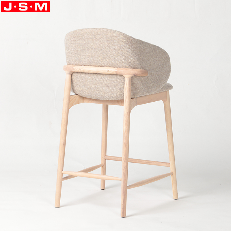 Nordic Style Fashion Home Office Bar High Back Stool Ash Timber Base Wooden High Stool