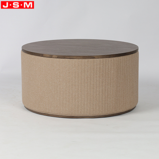 Modern Wood Round Ottoman Foot Stool Home Stool Minimalist Multifunctional Fabric Living Room Furniture Ottoman with Storage