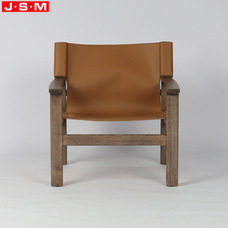 Modern Luxury Saddle Leather Seat Home Furniture Hotel Bedroom Wooden Leisure Chair Living Room Accent Chairs