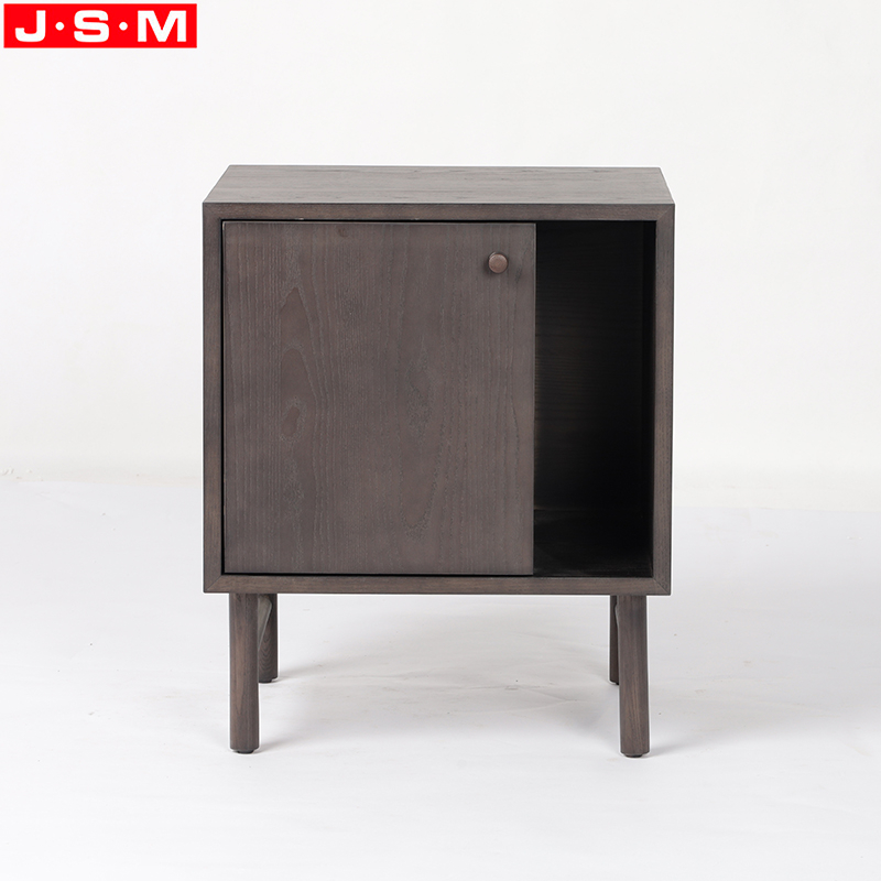 Plywood with Veneer Hot Sale Wooden Modern Metal Base Bedside Table Nightstand
