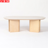 Luxury Outdoor Living Room Square Glass Tea Coffee Ash Timber Base