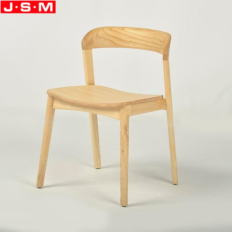 Chinese Stackable Wooden Ash Timber Frame Dining Chair Without Armrests