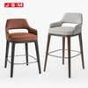 Modern Nordic Style Furniture Grey High Wood Gold Back Bar Stool With Arm