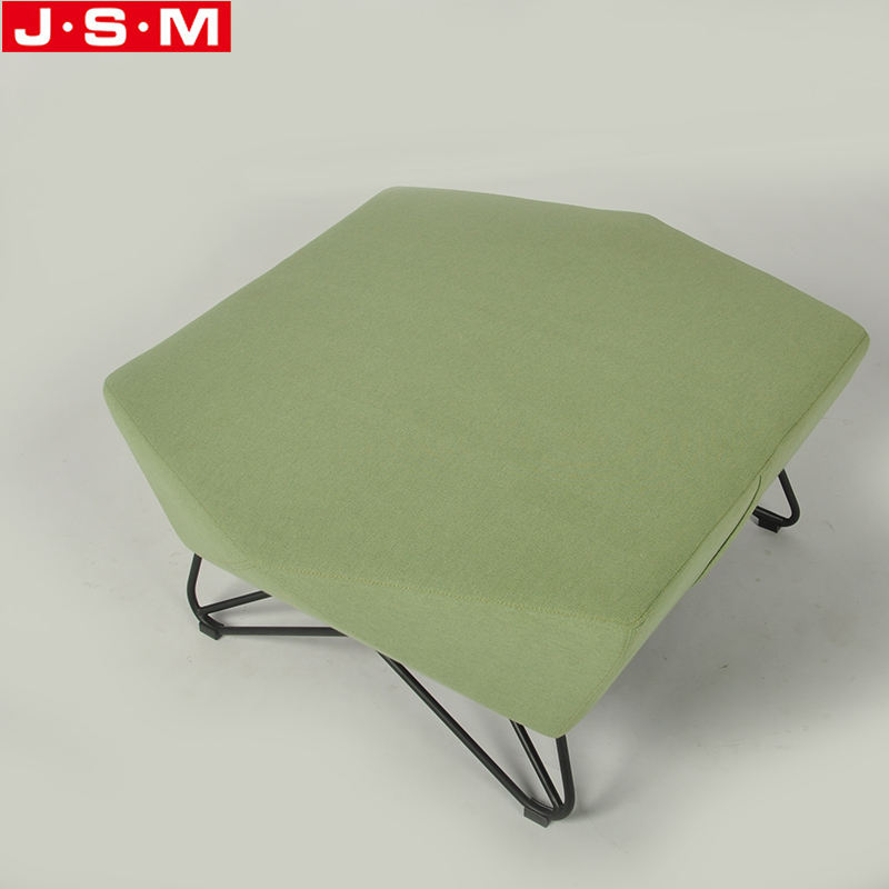 Modern Stylish Leisure Furniture Interior Room Wooden Green Ottoman Stool With Metal Legs