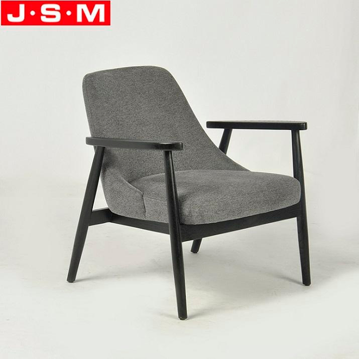 Customizable Dark Gray Leisure Chair Wooden Frame Upholstered Ash Timber Base Lounge Armchairs