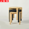 Bar Furniture Modern Ash Timber Frame Stackable Black And Buff Bar Low Stool